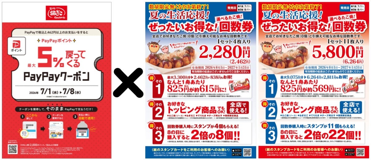 築地銀だこ『夏の回数券』が7月1日から数量限定発売!PayPayクーポンでさらにお得に楽しもう 7月1日〜