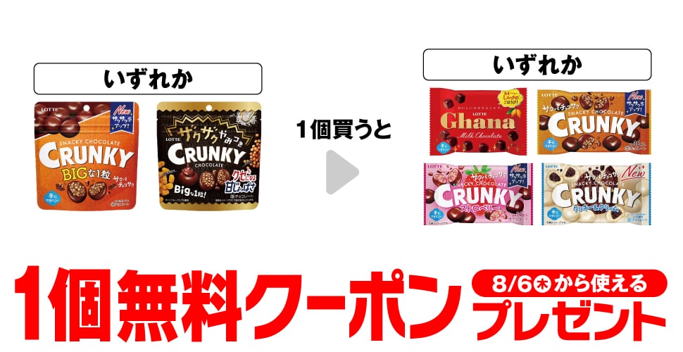 ロッテ クランキー ビッグパウチ/ロッテ ザクザクやみつきクランキー ビッグパウチ