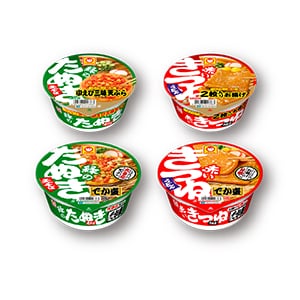 東洋水産 緑のたぬき天そば小えび三昧天ぷら／赤いきつねうどん2枚入りお揚げ／緑のたぬき天そば でか盛／赤いきつねうどん でか盛