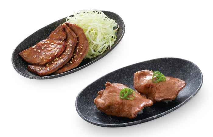 左上:厚切り牛タンステーキ 右下:牛タンにぎり