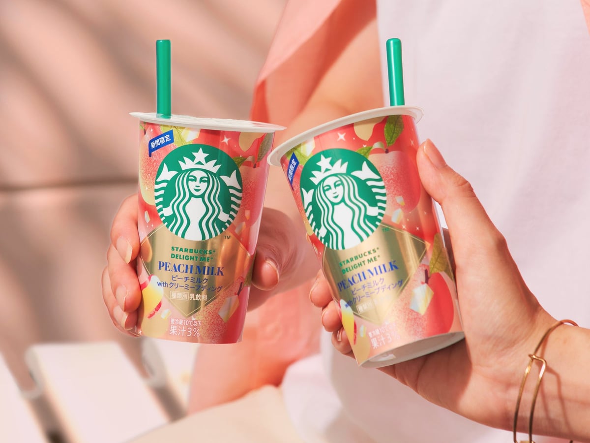 スターバックス、夏限定「DELIGHT ME ピーチミルク with クリーミープディング」発売
