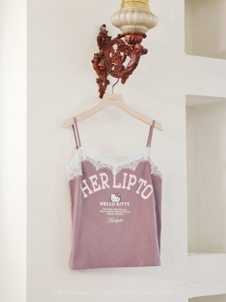 HLT x Hello Kitty Lace-Trim Camisole(rose/ecru/gray) ¥12,500