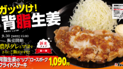 松のや、新メニュー「背脂生姜タレのポークフライドステーキ定食」発売 9/30〜 9月30日〜