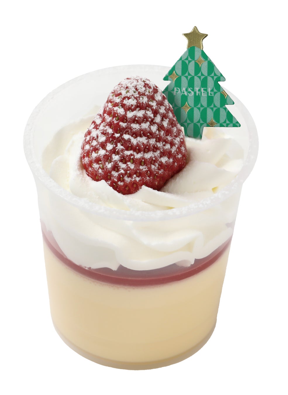 苺のショートケーキプリン 価 格：600円（税込） こだわり：「パステル」オリジナルのコクのあるプリンに、甘酸っ ぱいベリーソースとまろやかな練乳クリームで仕上げ た、ショートケーキ仕立てのプリンです。