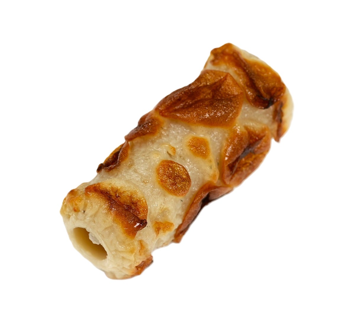 ■こだわり焼きちくわ 標準価格:135円(税込145.80円) 販売エリア:全国 ※地域により、規格が異なる場合がございます 石うすでしっかりと摺ることで、適度に空気を抱き、しなやかな食感に仕上がっているとともに、つゆが絡みやすくなり、口に含んだ際にだしの味を感じるちくわになっています。